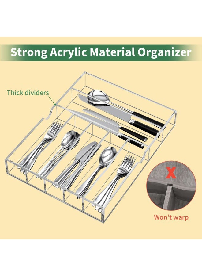 NIUBEE Acrylic Kitchen Drawer Organizer for Flatware and Utensils, Expandable Silverware Organizer and Cutlery Tray for Kitchen, Office,Bathroom Supplies, Clear 21" - Image 2